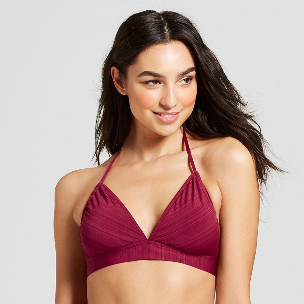 Women’s Bikini Top L Halter Bralette Zinfandel NWT